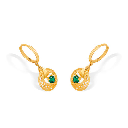 Emerald Rays Gold Hoops & Huggies Earrings for Women