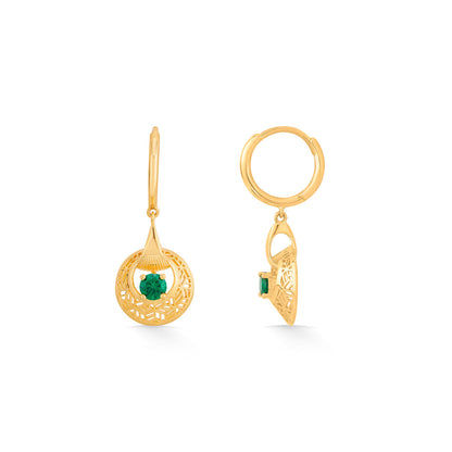 Emerald Rays Gold Hoops & Huggies Earrings for Women