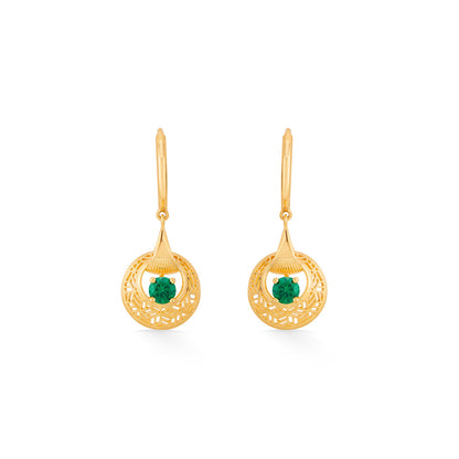 Emerald Rays Gold Hoops & Huggies Earrings for Women