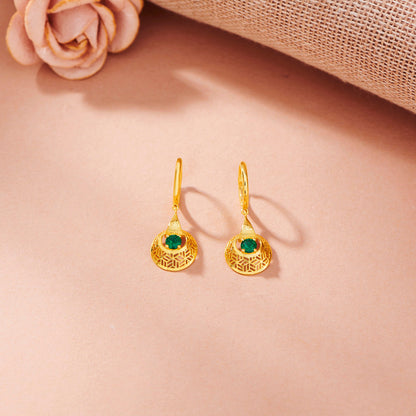 Emerald Rays Gold Hoops & Huggies Earrings for Women