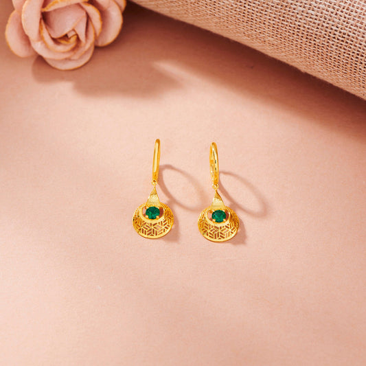 Emerald Rays Gold Hoops & Huggies Earrings for Women