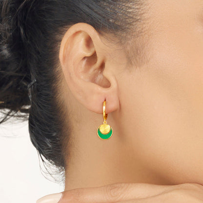 Emerald Bloom Gold Hoops & Huggies Earrings for Women