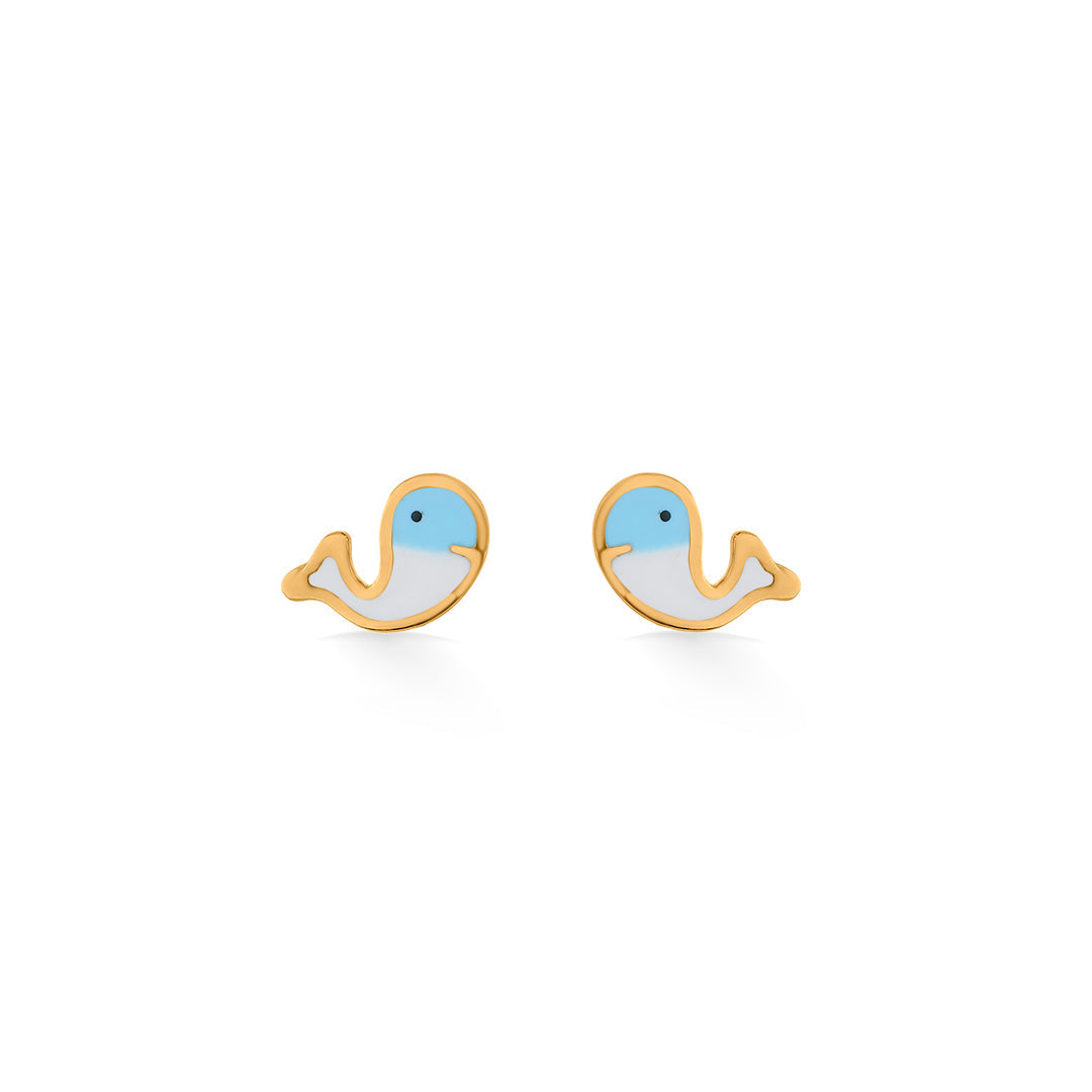 Ocean Whale Gold Kids Stud Earrings