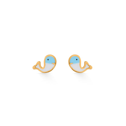 Ocean Whale Gold Kids Stud Earrings