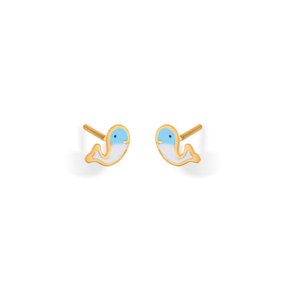 Ocean Whale Gold Kids Stud Earrings