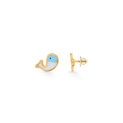 Ocean Whale Gold Kids Stud Earrings