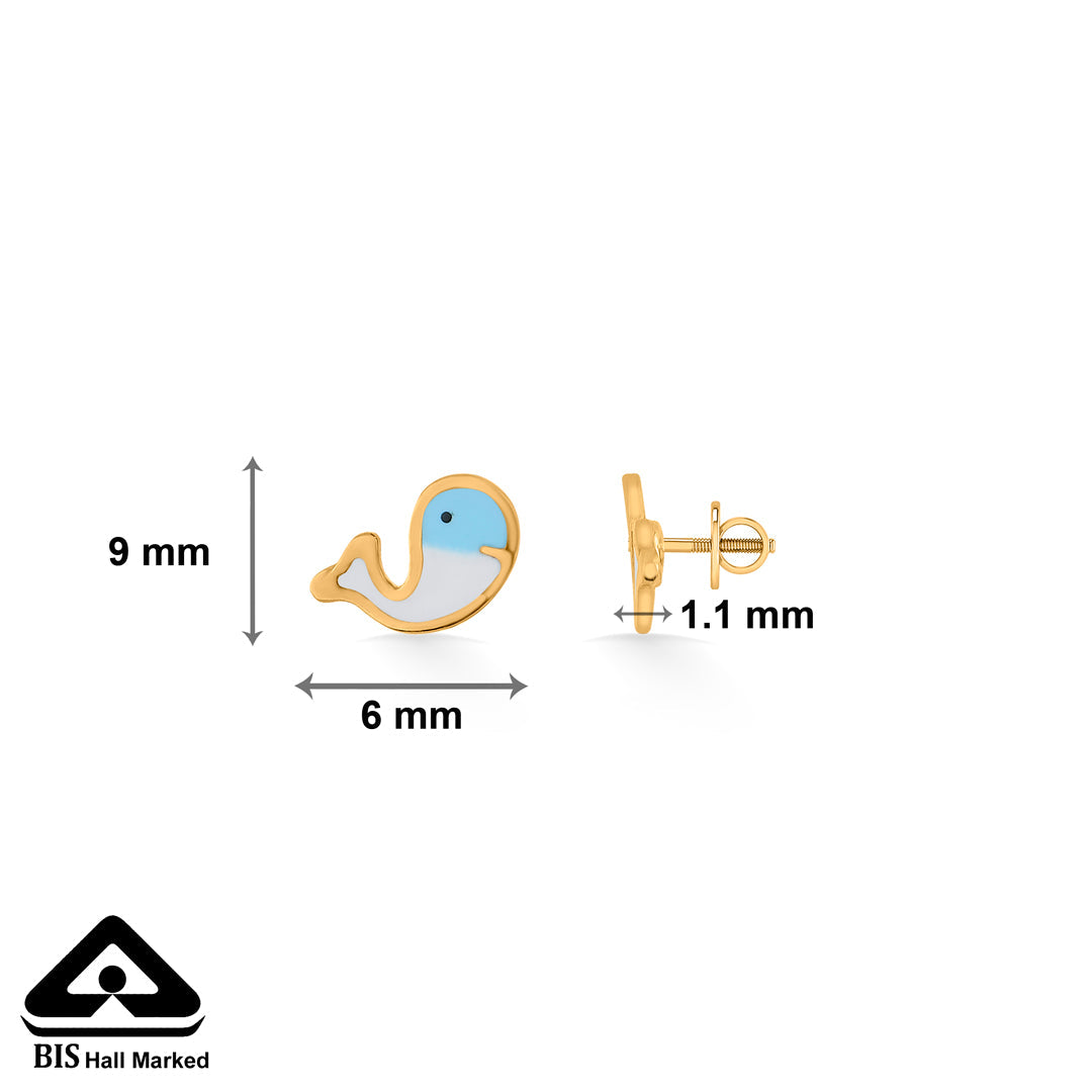 Ocean Whale Gold Kids Stud Earrings