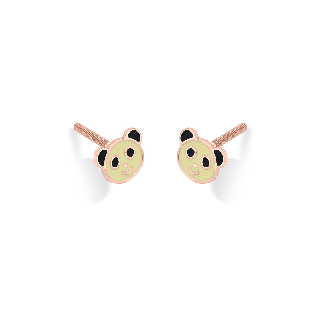 Playful Panda Gold Kids Stud Earrings