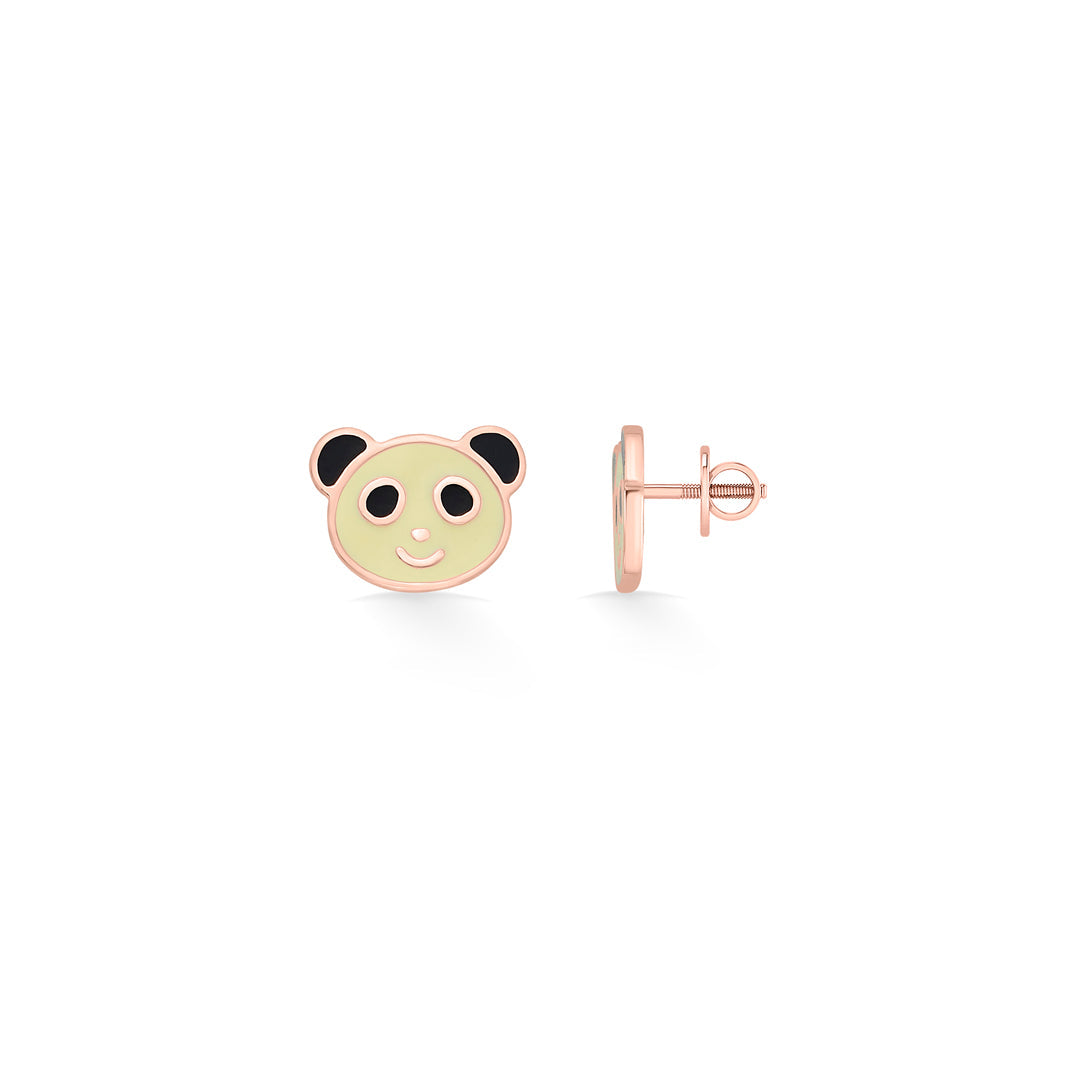 Playful Panda Gold Kids Stud Earrings