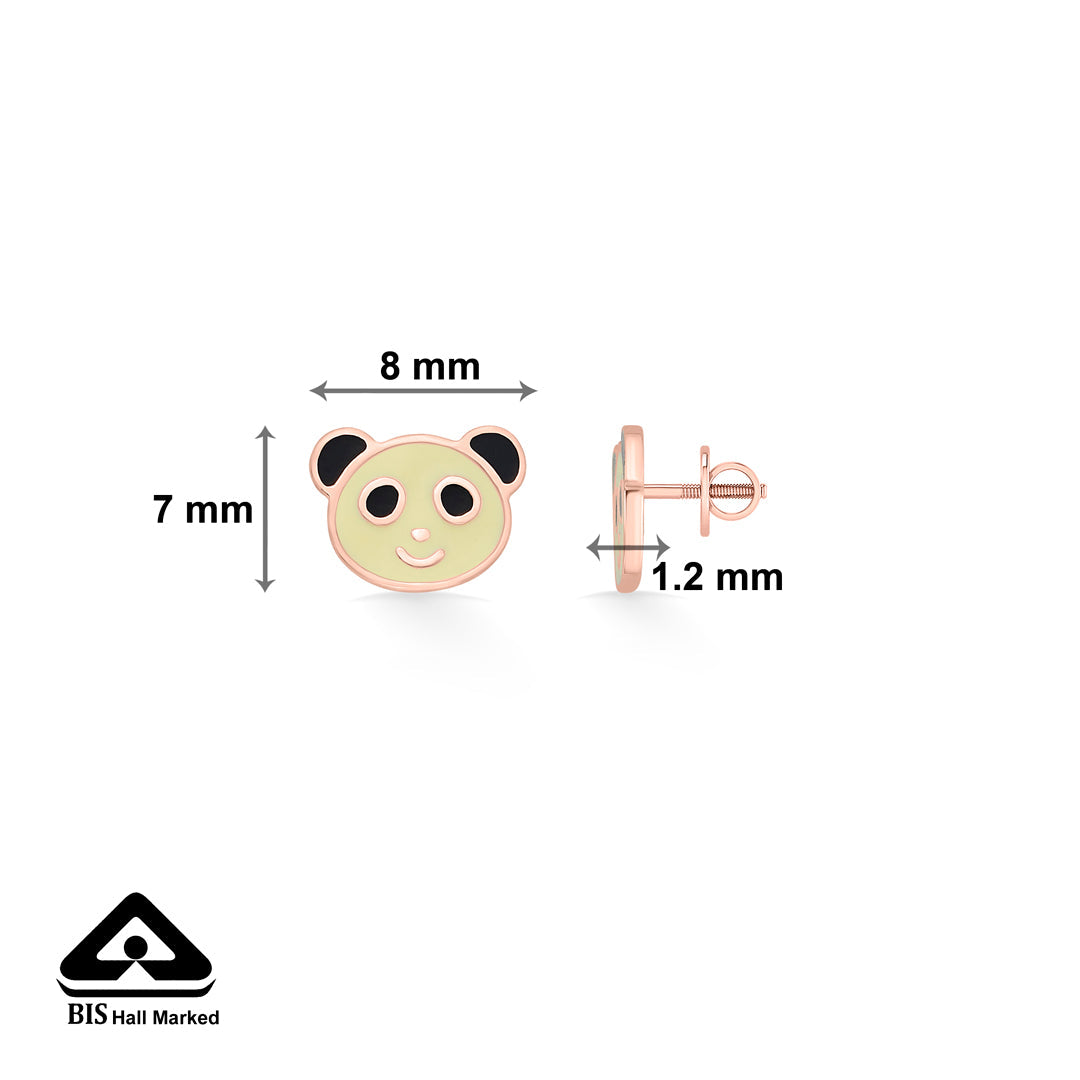 Playful Panda Gold Kids Stud Earrings