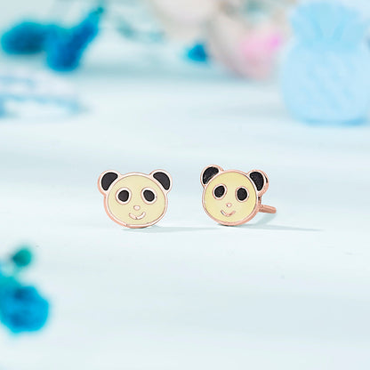 Playful Panda Gold Kids Stud Earrings