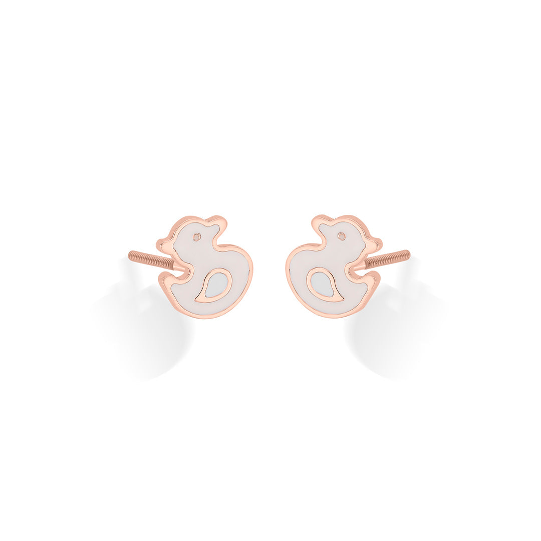 Happy Duck Gold Kids Stud Earrings