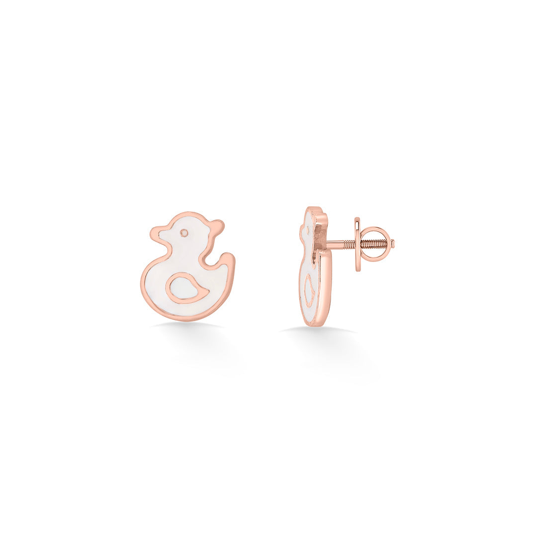 Happy Duck Gold Kids Stud Earrings