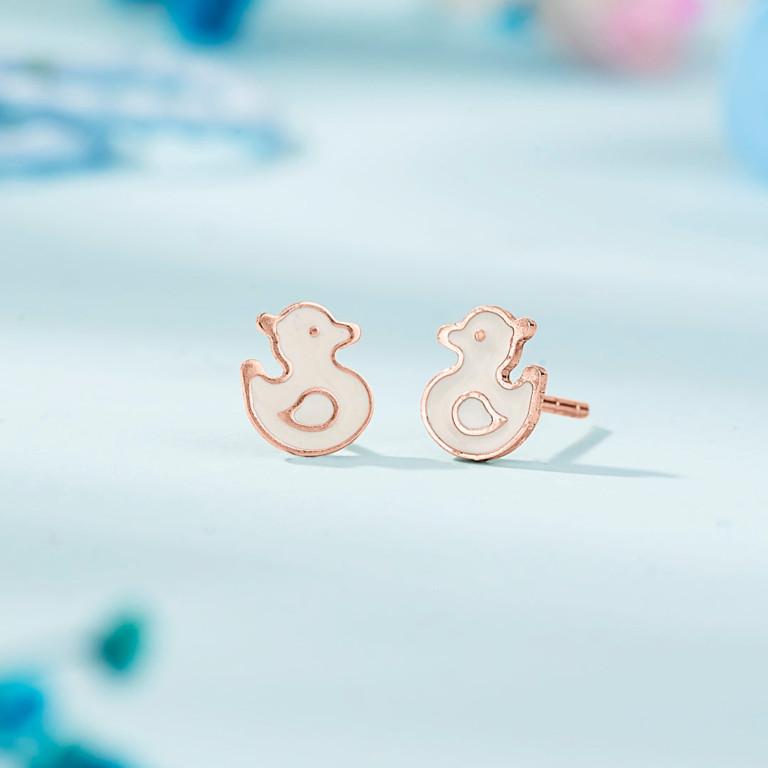 Happy Duck Gold Kids Stud Earrings