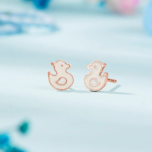 Happy Duck Gold Kids Stud Earrings