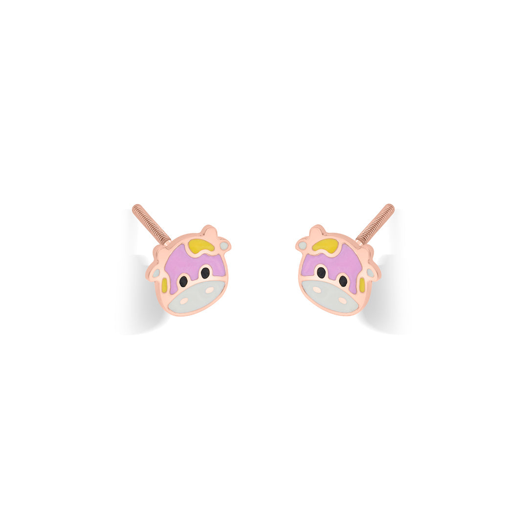 Cuddly Cow Gold Kids Stud Earrings