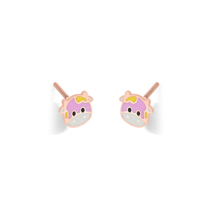Cuddly Cow Gold Kids Stud Earrings