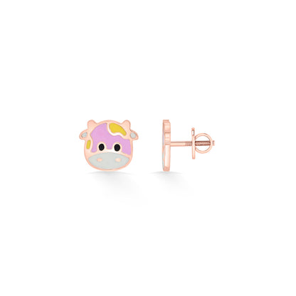 Cuddly Cow Gold Kids Stud Earrings