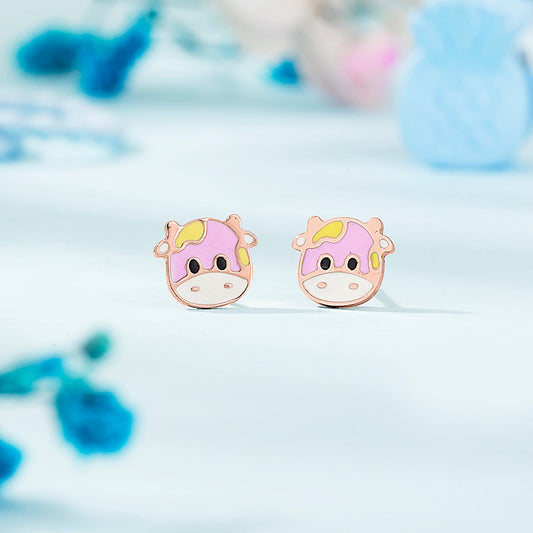 Cuddly Cow Gold Kids Stud Earrings