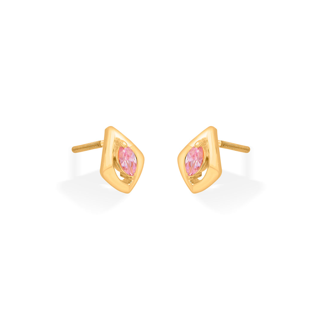 Crystal Frame Gold Stud Earrings for Women