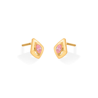 Crystal Frame Gold Stud Earrings for Women