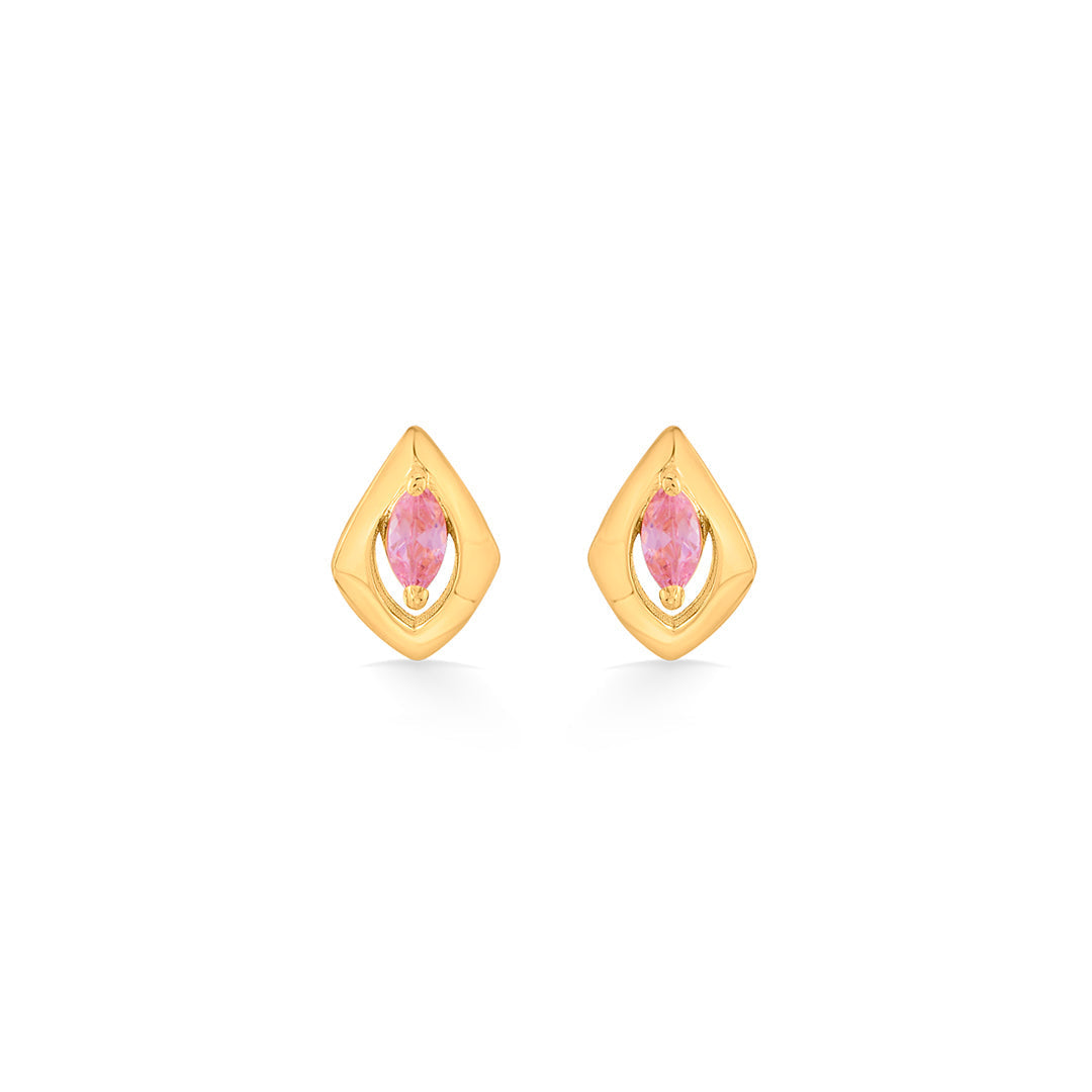 Crystal Frame Gold Stud Earrings for Women