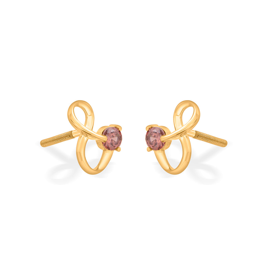Garnet Glow Gold Stud Earrings for Women