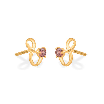 Garnet Glow Gold Stud Earrings for Women