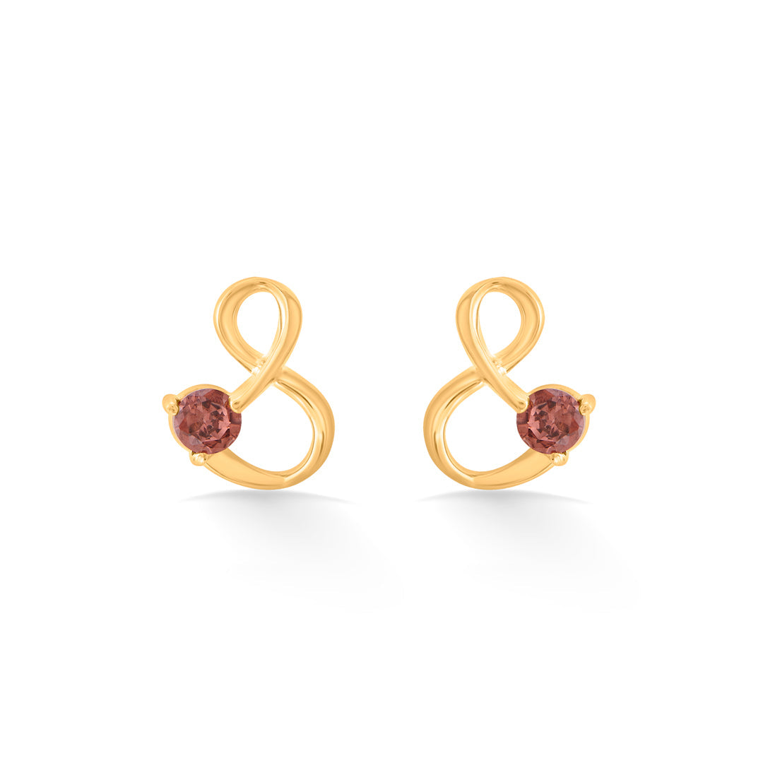 Garnet Glow Gold Stud Earrings for Women