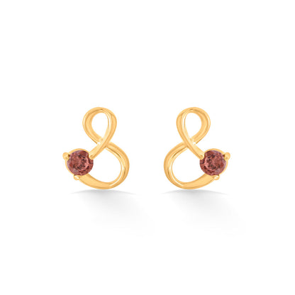 Garnet Glow Gold Stud Earrings for Women