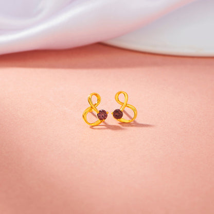 Garnet Glow Gold Stud Earrings for Women