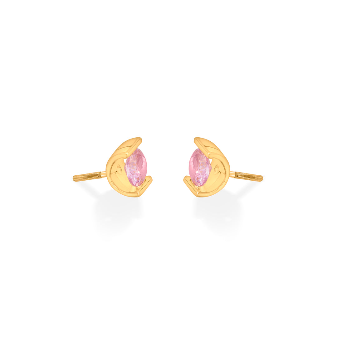 Rosé Outline Gold Stud Earrings for Women