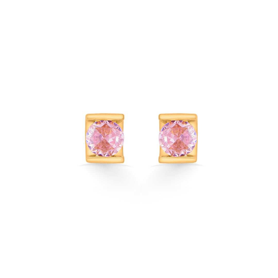 Rosé Outline Gold Stud Earrings for Women