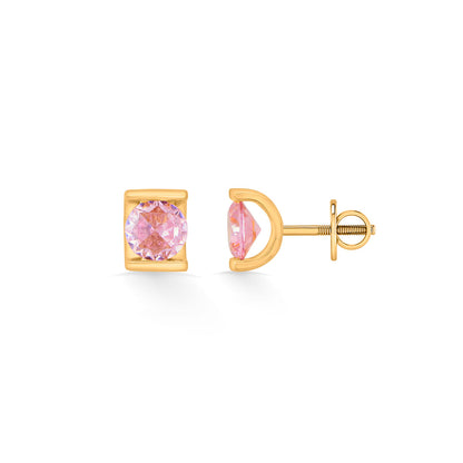 Rosé Outline Gold Stud Earrings for Women