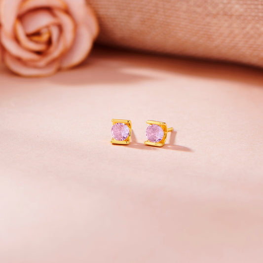 Rosé Outline Gold Stud Earrings for Women