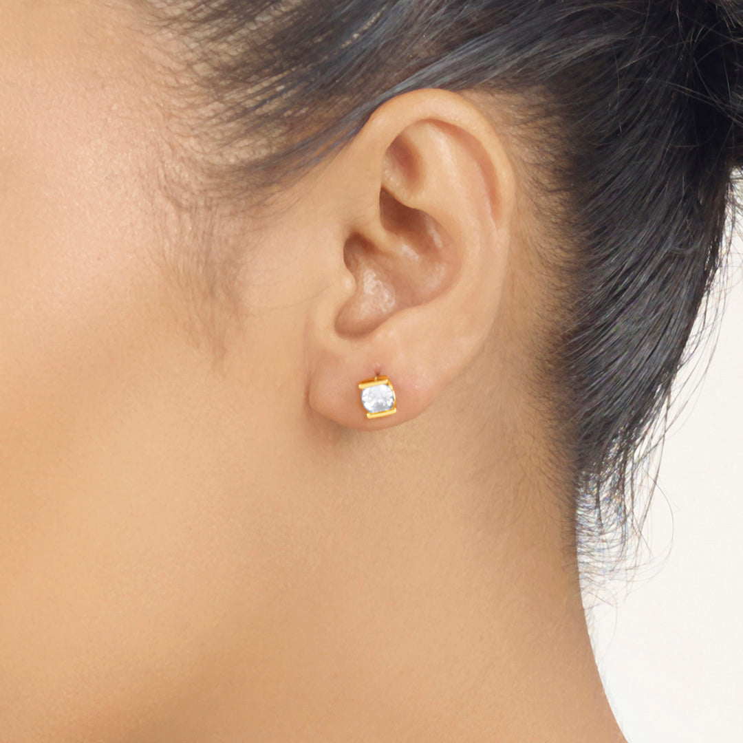 Rosé Outline Gold Stud Earrings for Women
