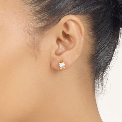 Rosé Outline Gold Stud Earrings for Women