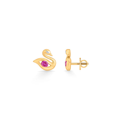 Whisper Wings Gold Stud Earrings for Women