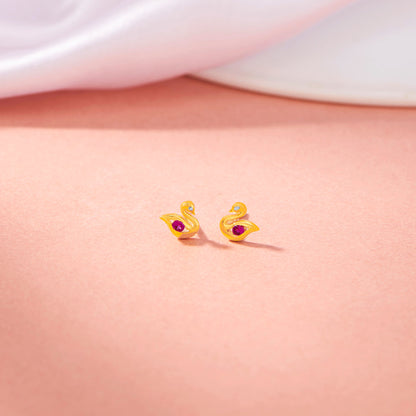 Whisper Wings Gold Stud Earrings for Women