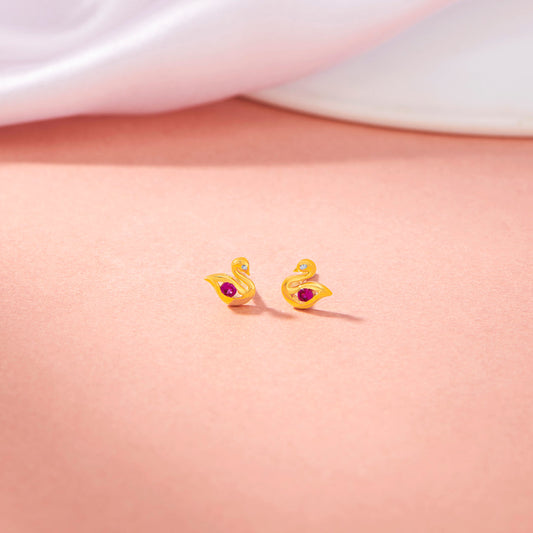 Whisper Wings Gold Stud Earrings for Women