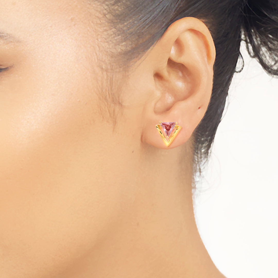 Rosé Prism Gold Stud Earrings for Women