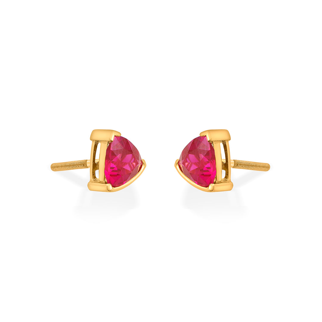 Ruby Rise Gold Stud Earrings for Women