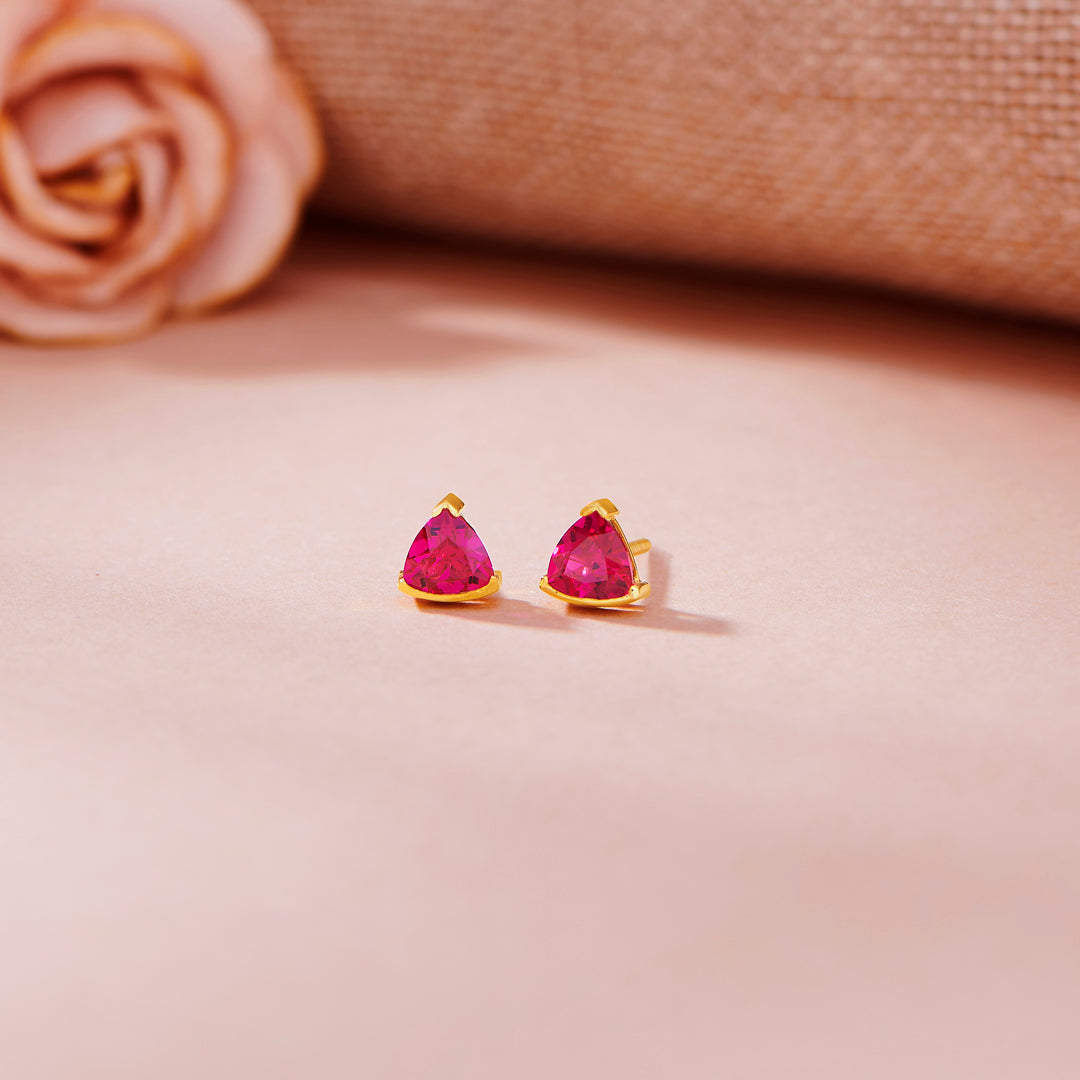 Ruby Rise Gold Stud Earrings for Women