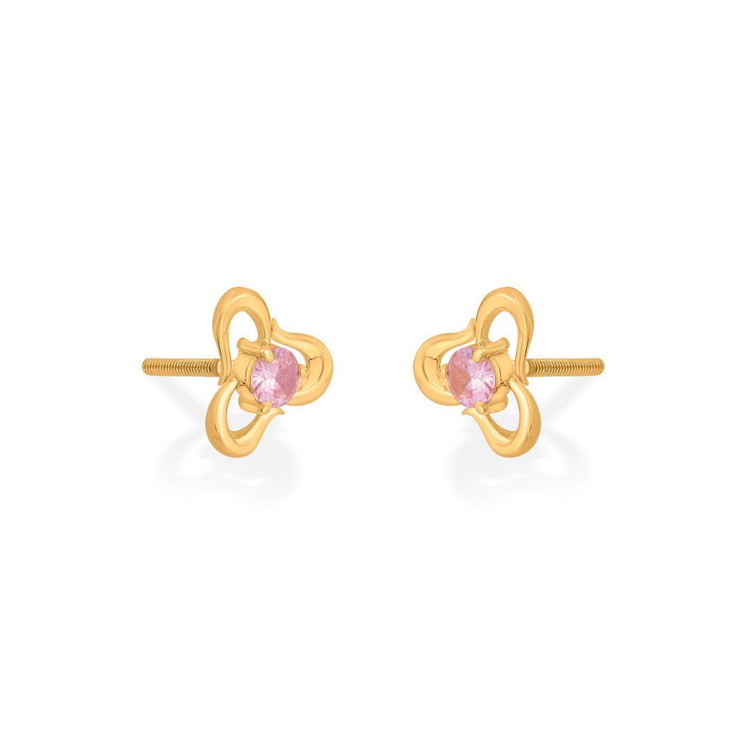 Floral Trio Gold Stud Earrings for Women