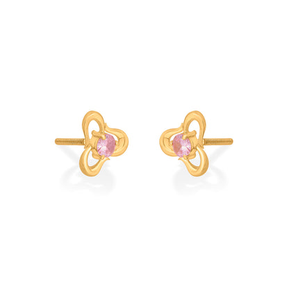 Floral Trio Gold Stud Earrings for Women