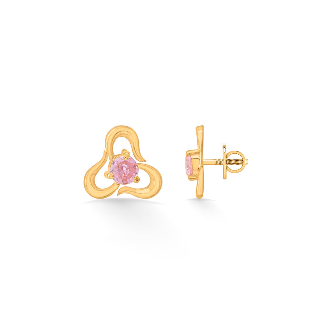 Floral Trio Gold Stud Earrings for Women