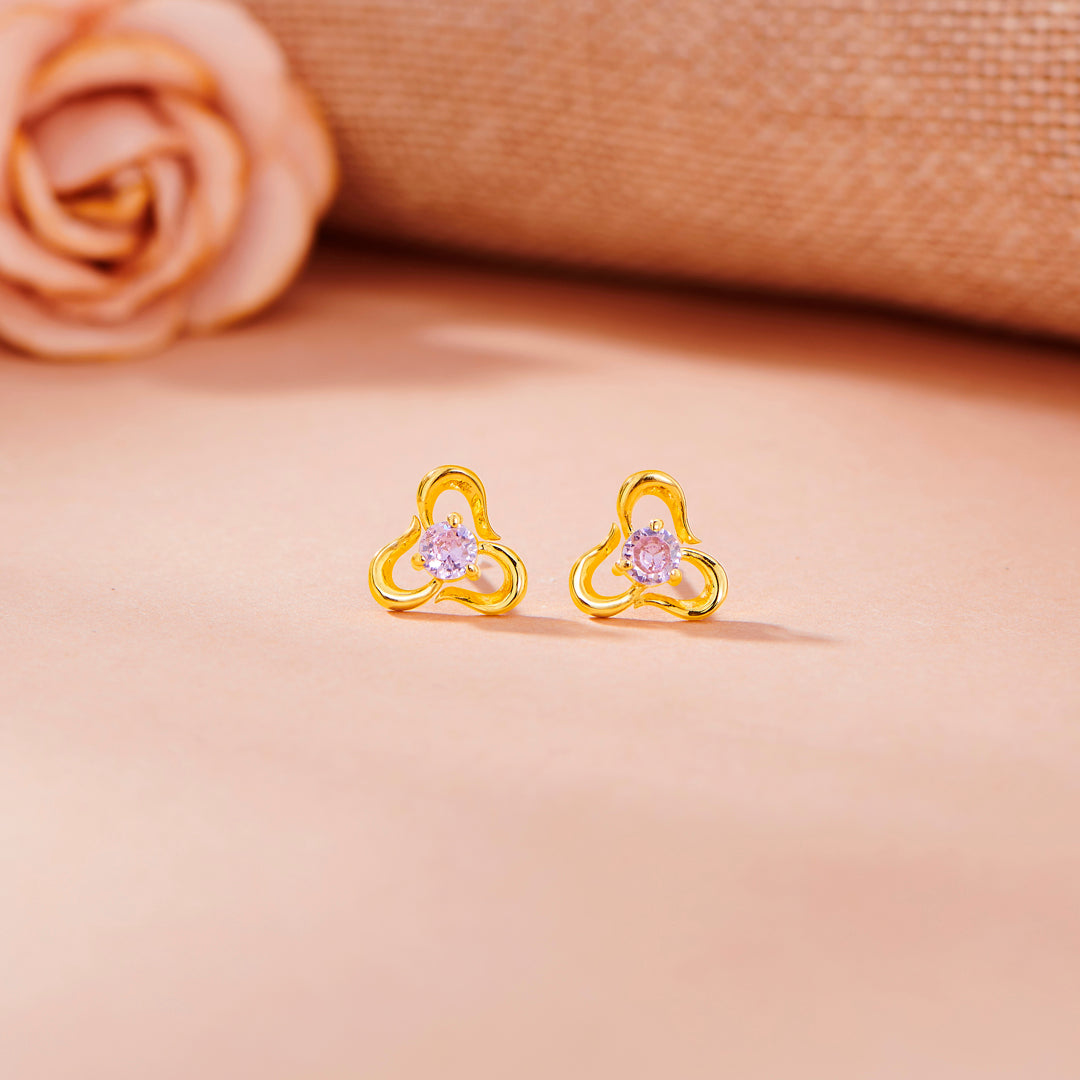 Floral Trio Gold Stud Earrings for Women