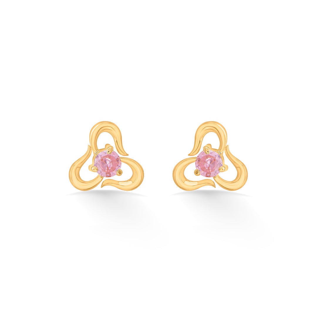 Floral Trio Gold Stud Earrings for Women