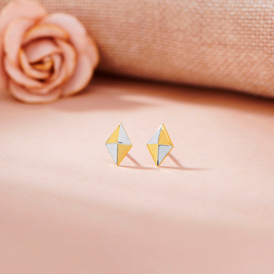Quad Apex Gold Stud Earrings for Women