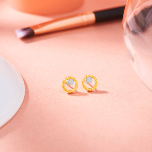 Soft Halo Gold Stud Earrings for Women